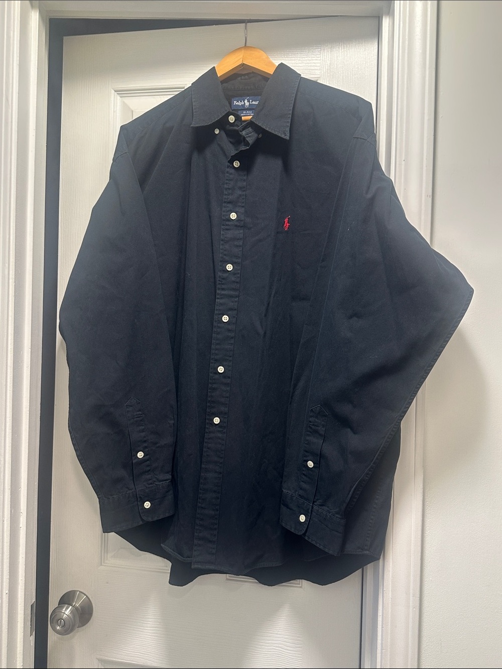 Polo by Ralph Lauren Black Button-Down Shirt with Red Polo Logo
